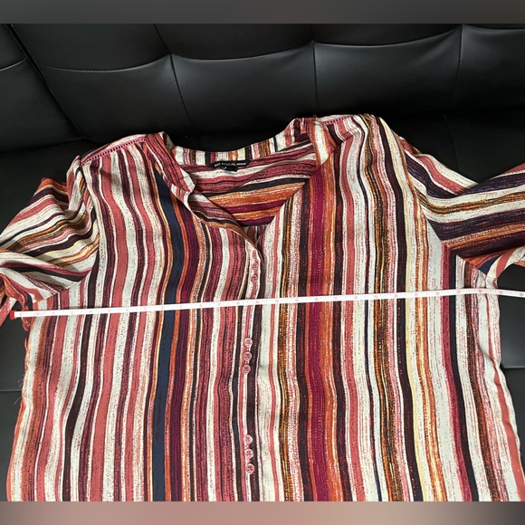ZAC AND RACHEL 1XL Blouse perpendicular Stripes with Adjustable Sleeves - Picture 6 of 9